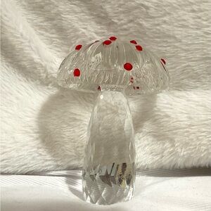Crystal Mushroom Figurine with Red Accents